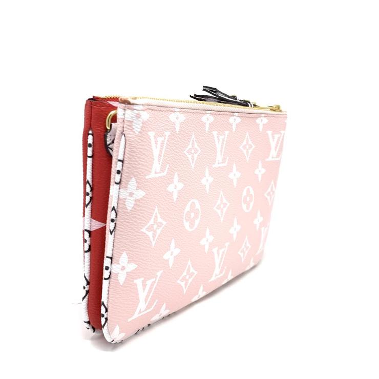 Louis Vuitton Pochette Giant Monogram Double Zip Red and Pink Coated Canvas Crossbody Bag