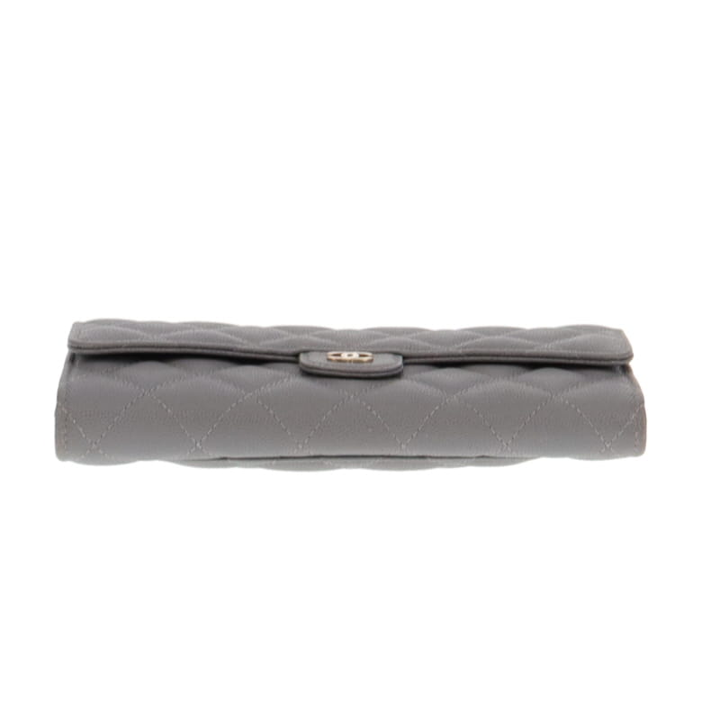 Chanel Classic Long Flap Wallet Grey Caviar GHW '19