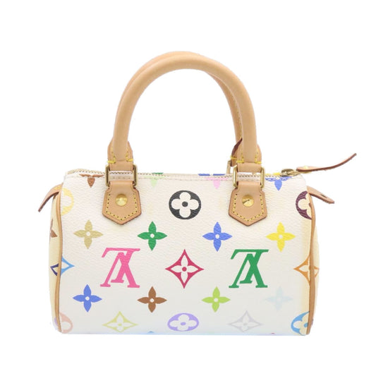 LOUIS VUITTON Monogram Multicolor Mini Speedy Hand Bag White M92645 Auth 26093