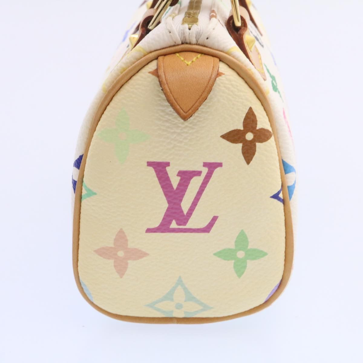 LOUIS VUITTON Monogram Multicolor Mini Speedy Hand Bag White M92645 Auth 26093