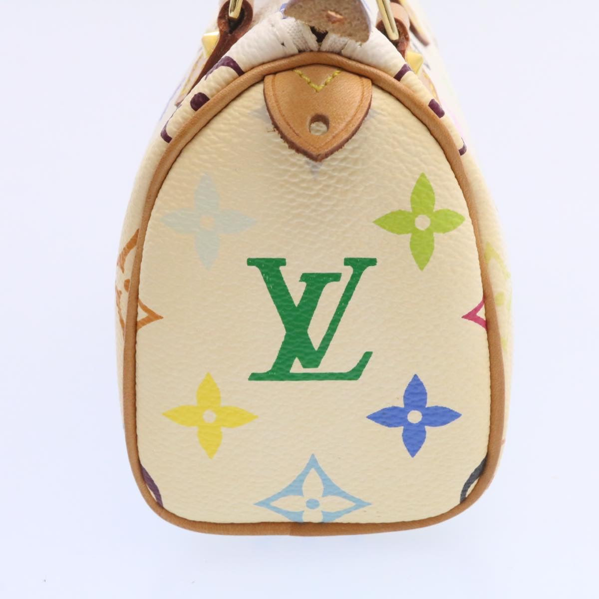 LOUIS VUITTON Monogram Multicolor Mini Speedy Hand Bag White M92645 Auth 26093
