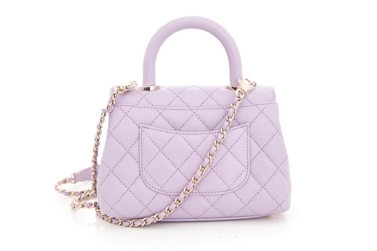 Chanel 2023/24  Purple Caviar Quilted Coco Handle Mini Flap