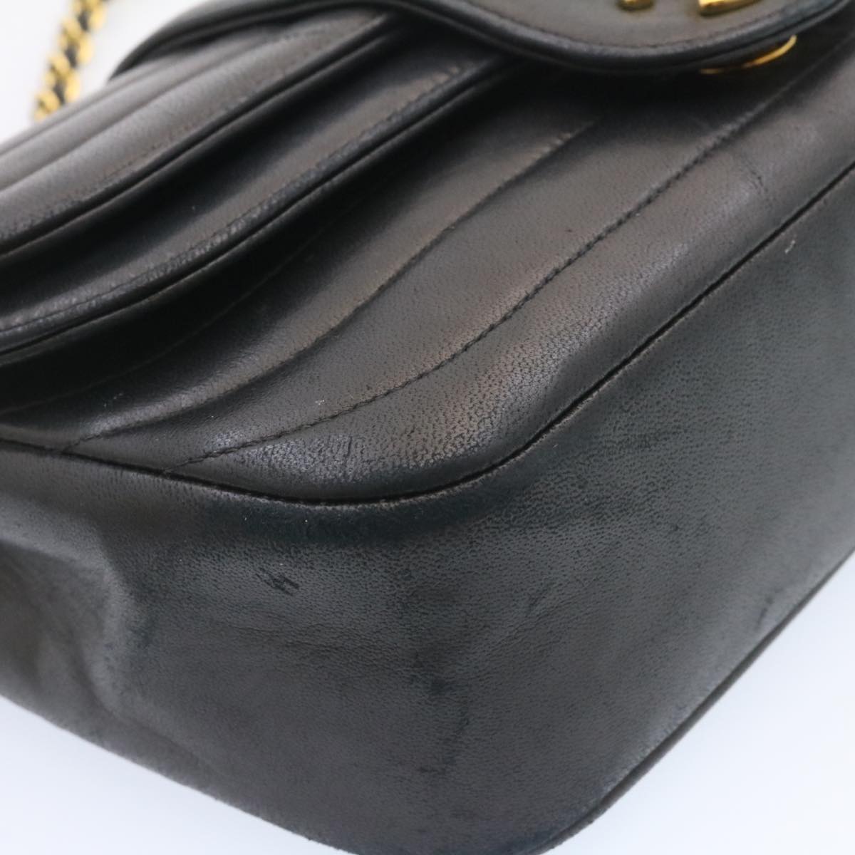 Top Quality Chanel Lamb Skin Double New Chain Shoulder Bag Black CC Auth 26207A
