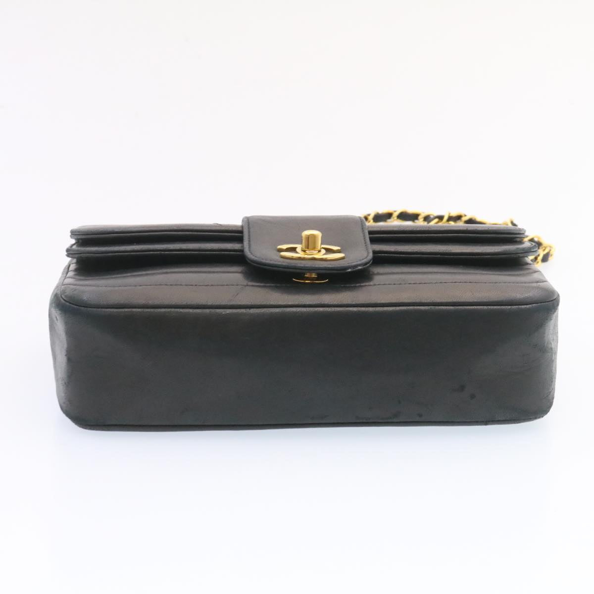 Top Quality Chanel Lamb Skin Double New Chain Shoulder Bag Black CC Auth 26207A