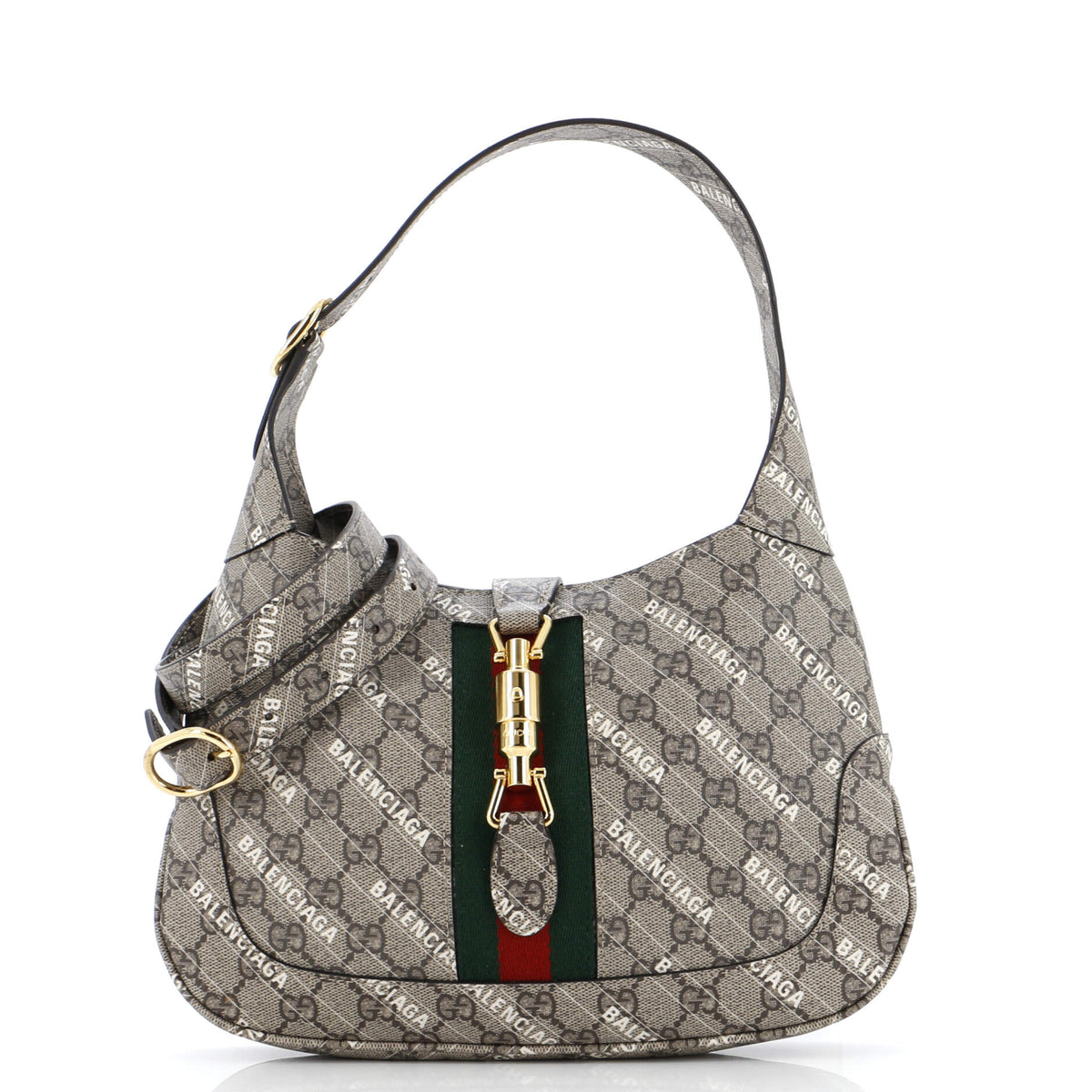x Luxury Balenciaga  The Hacker Project Jackie 1961 Hobo GG Coated Canvas Small