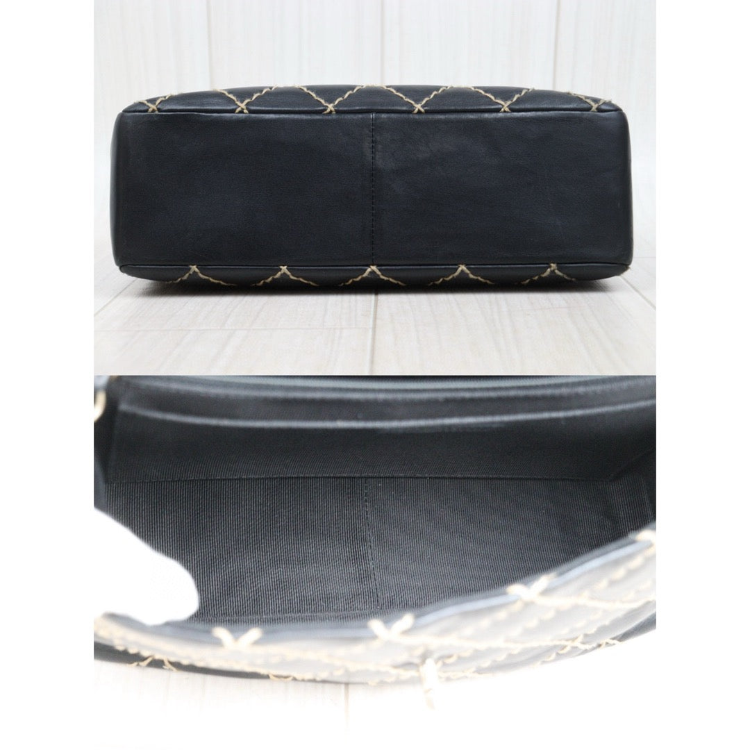 Good ( Rank AB)｜ CHANEL  Matrasse Sellier Calf Leather Single Flap 28 Chain Bag Black Made In 2000-2002 Year  ｜25032012