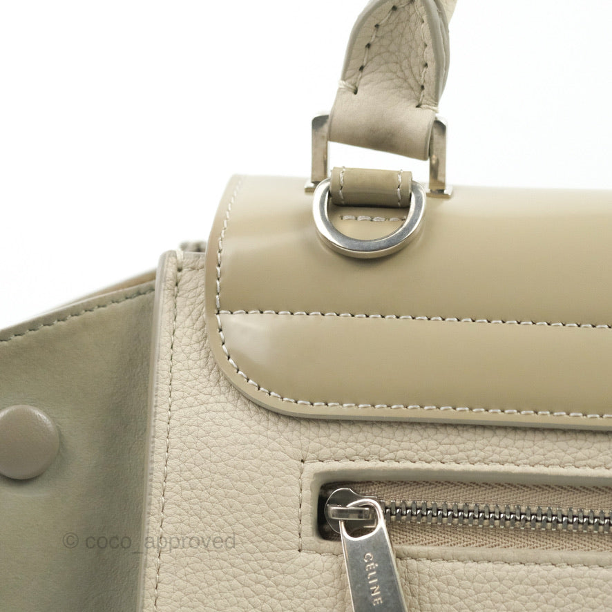 Celine Small Sleek Trapeze Beige Calfskin/Patent