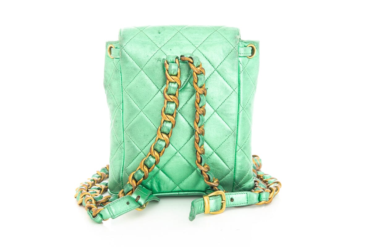 Chanel Vintage Metallic Green Mini Duma Backpack