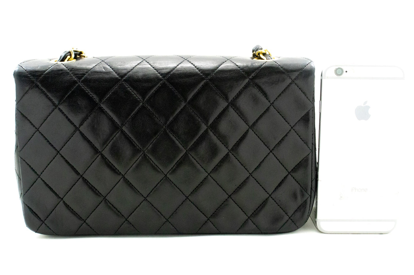 CHANEL Full Flap Chain Shoulder Bag Black Quilted Lambskin Leather