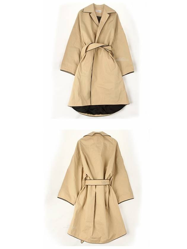 Luxury Balenciaga  Line Detail Belt Single Coat Beige