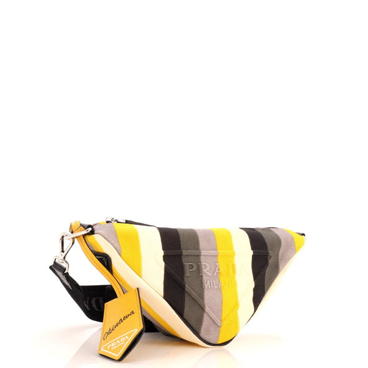Triangle Logo Zip Crossbody Bag Printed Canvas Small