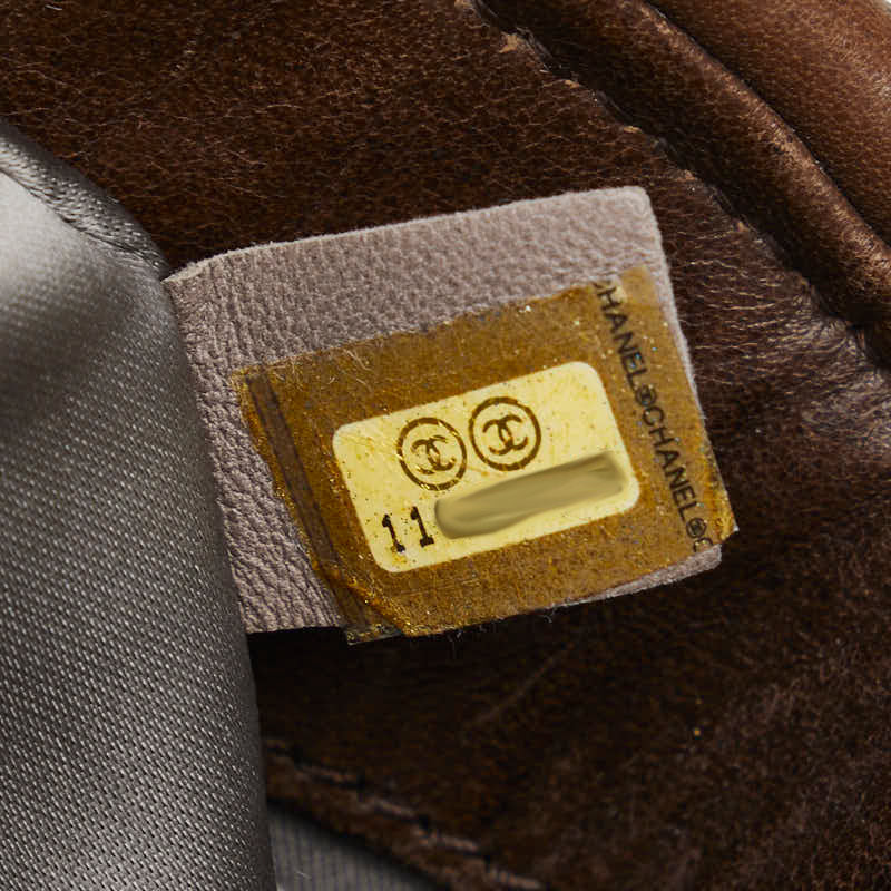 Chanel Matrasse Logo Silver Gold  One-Shoulder Bag Brown   CHANEL