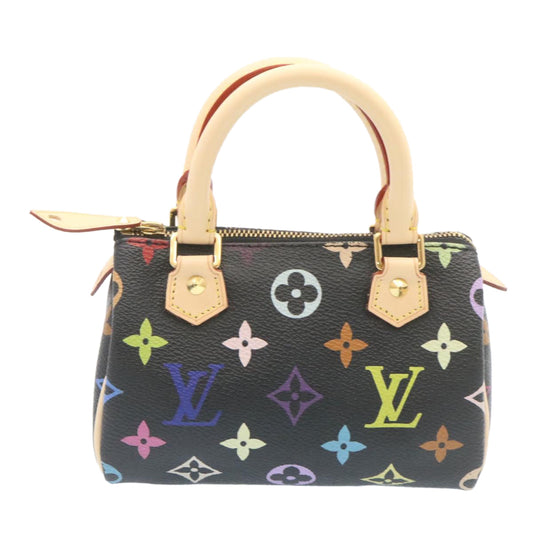 LOUIS VUITTON Monogram Multicolor Mini Speedy Hand Bag Black M92644 Auth 26986A