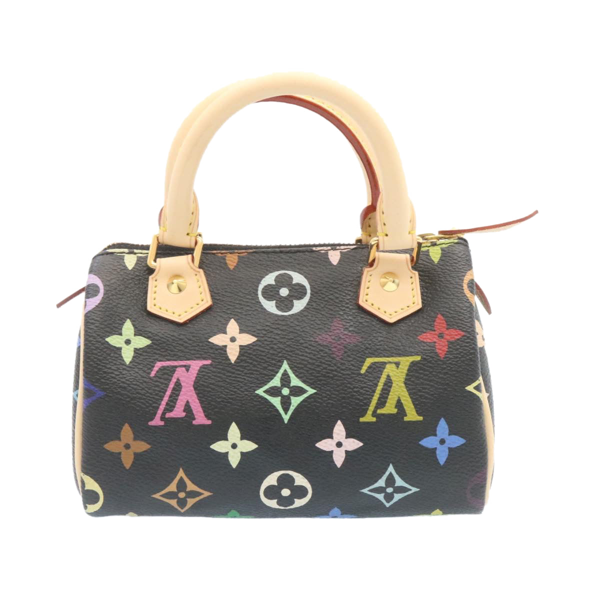 LOUIS VUITTON Monogram Multicolor Mini Speedy Hand Bag Black M92644 Auth 26986A