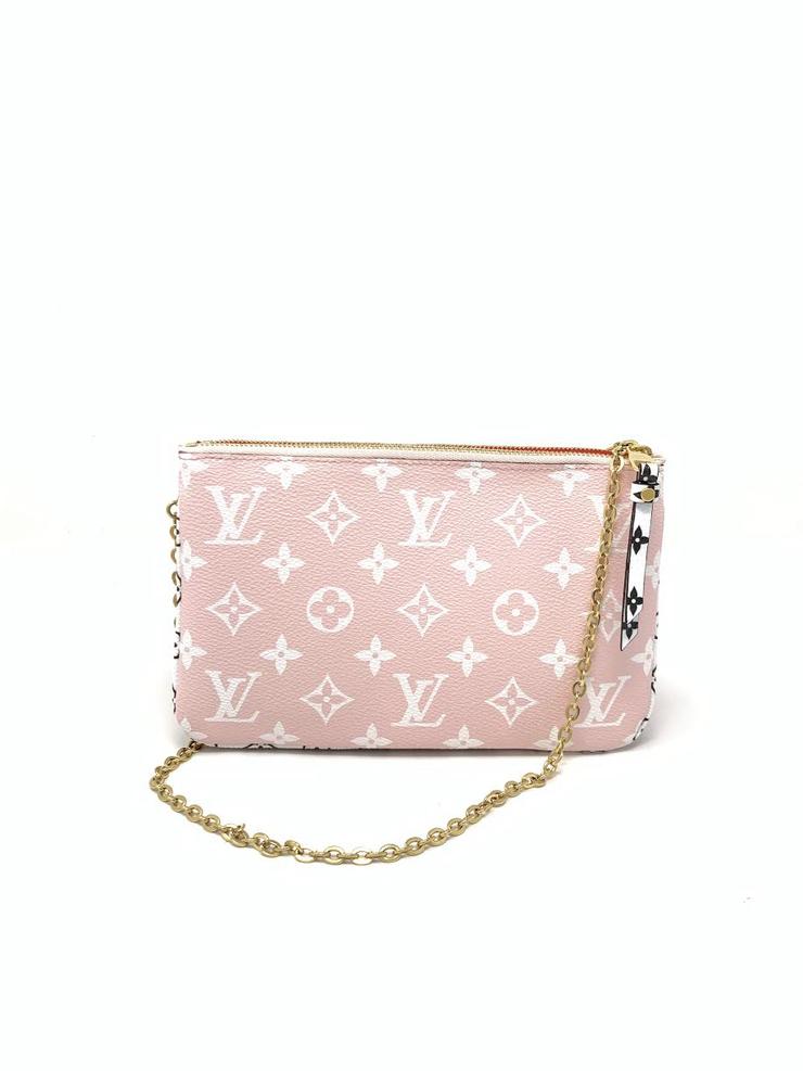 Louis Vuitton Pochette Giant Monogram Double Zip Red and Pink Coated Canvas Crossbody Bag