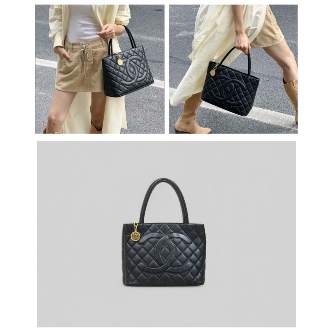 Good ( Rank AB) ｜ CHANEL Caviar Skin Leather Calf Leather Tote Bag Black Made In 2000～2002 Year｜25041418