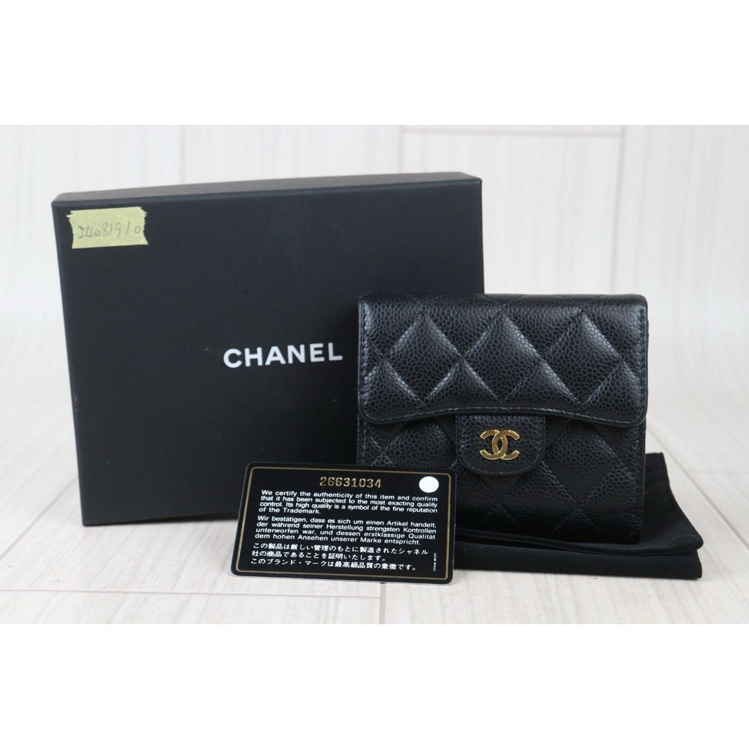 Good ( Rank AB) ｜Chanel Caviar Skin Black Wallet Made In 2018-2019Year｜24081910