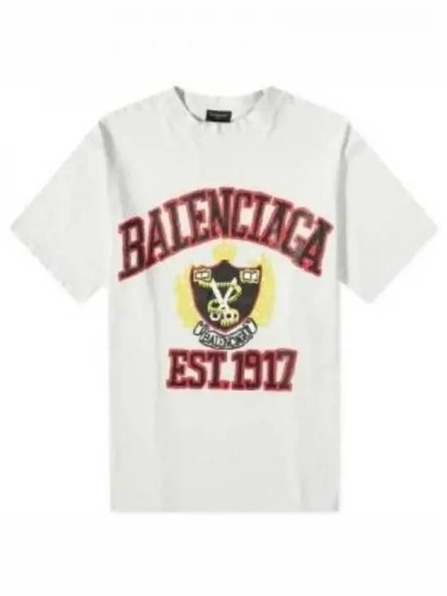 Luxury Balenciaga  DIY College Medium Fit Short Sleeve T-Shirt White