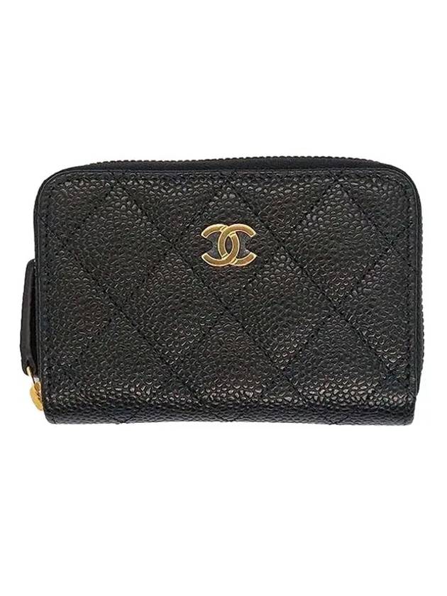 Classic Zipped Coin Purse Grained Calfskin & Gold Black Chanel