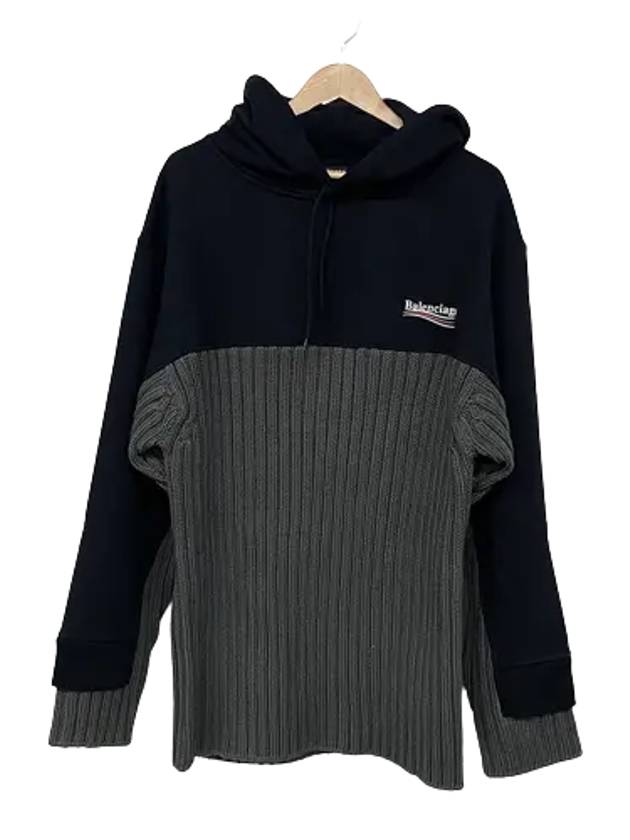 Luxury Balenciaga  Wave Logo Knit Hoodie Black