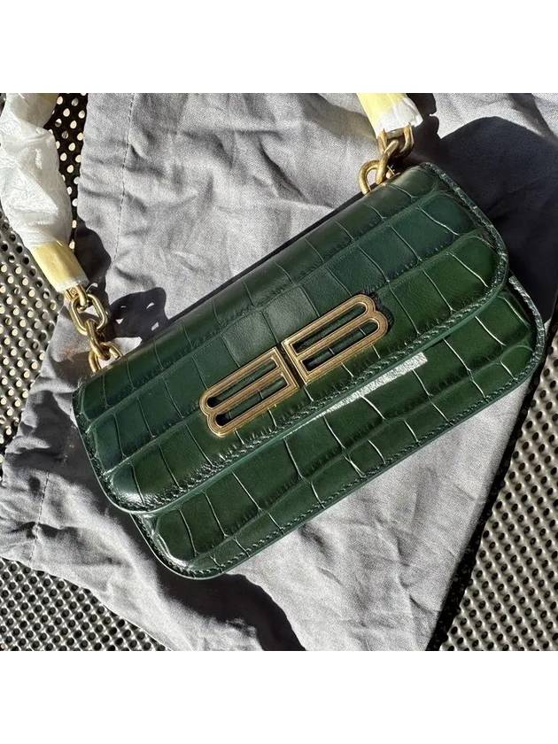 Luxury Balenciaga  Crocker Leather Gossip Shoulder Bag Green