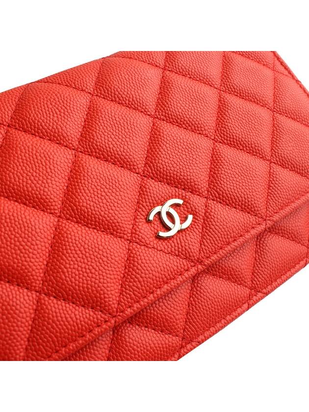 WOC Red Orange Caviar Silver Mini Cross 27th Division Chanel
