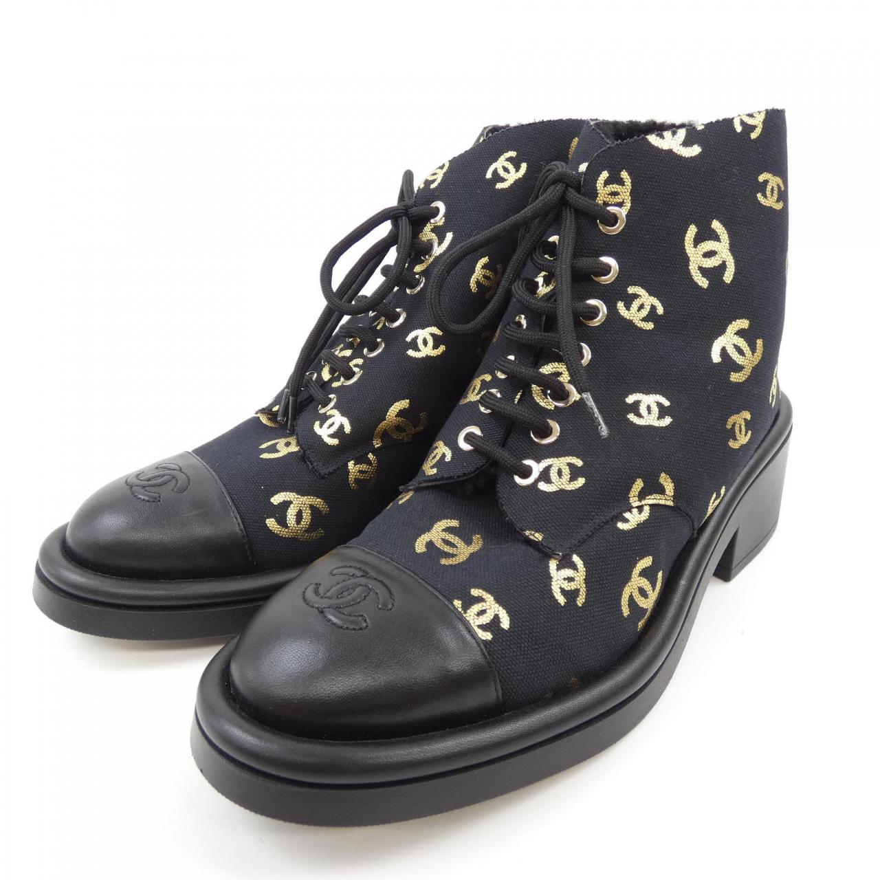 Chanel G39093Y56084 Print Fabric Lambskin Shearling Boots