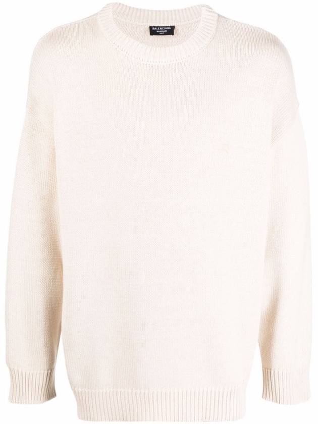 Luxury Balenciaga  Cotton Polyester Knit Top Ivory