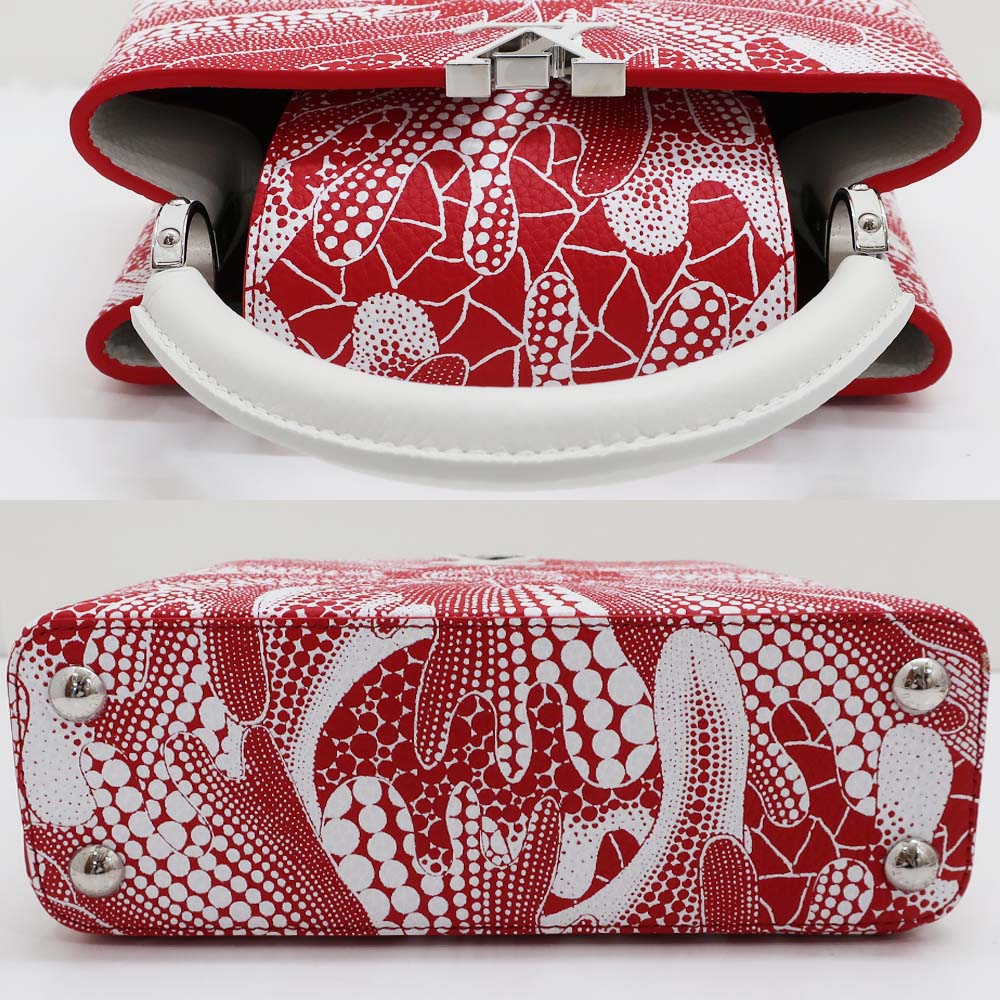Louis Vuitton Capsine BB LV  YK Grassy Collaborative Flowers M21704 Handbag Pump Red White Leather