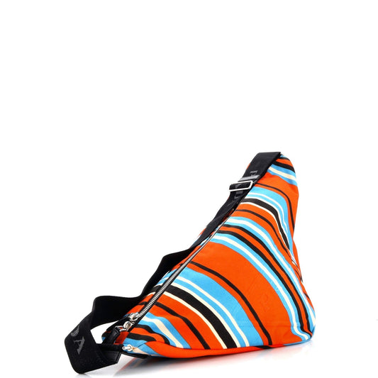 Triangle Logo Zip Crossbody Bag Printed Canvas Large