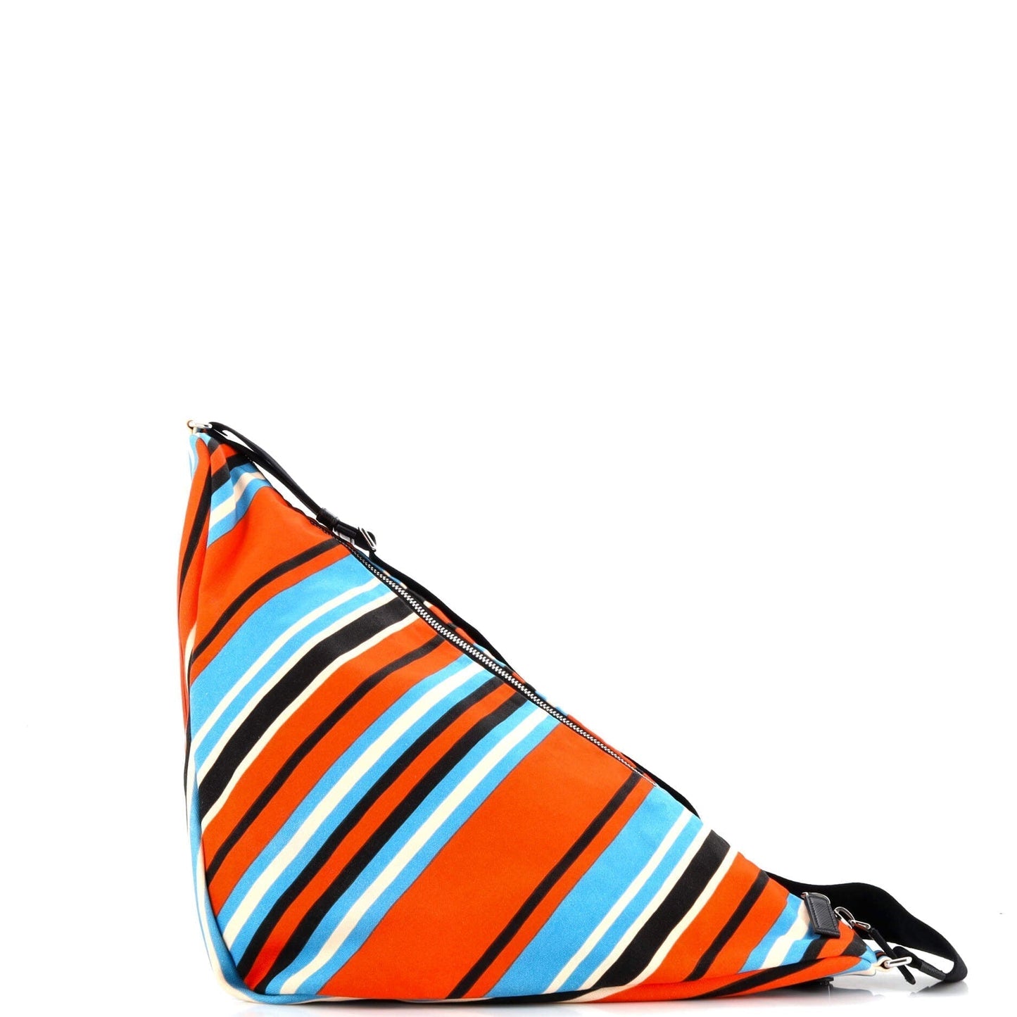 Triangle Logo Zip Crossbody Bag Printed Canvas Large