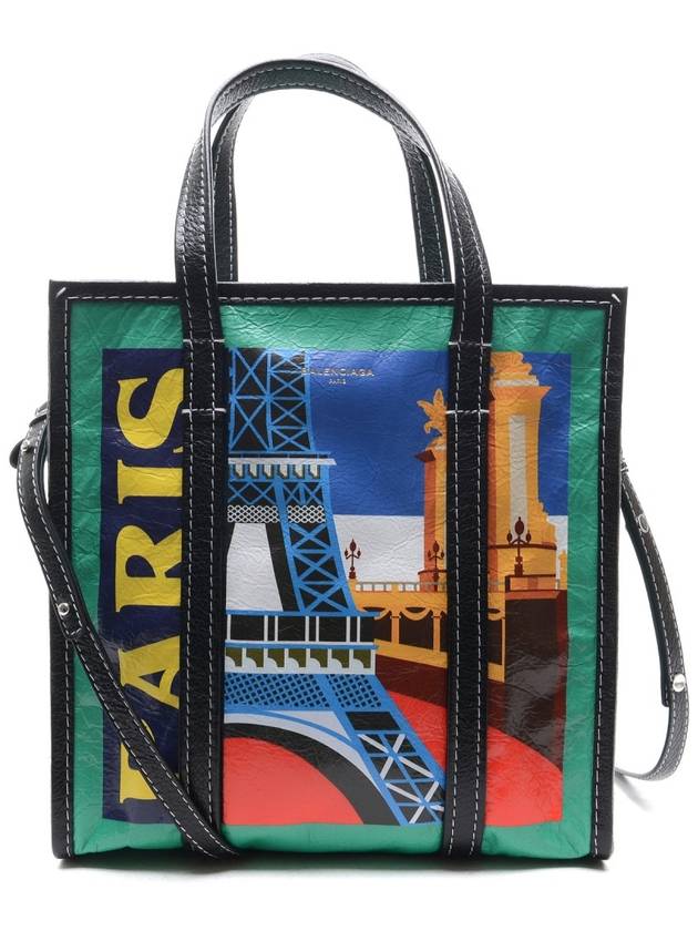 Luxury Balenciaga  Bazar Paris Graphic Tote Bag Green