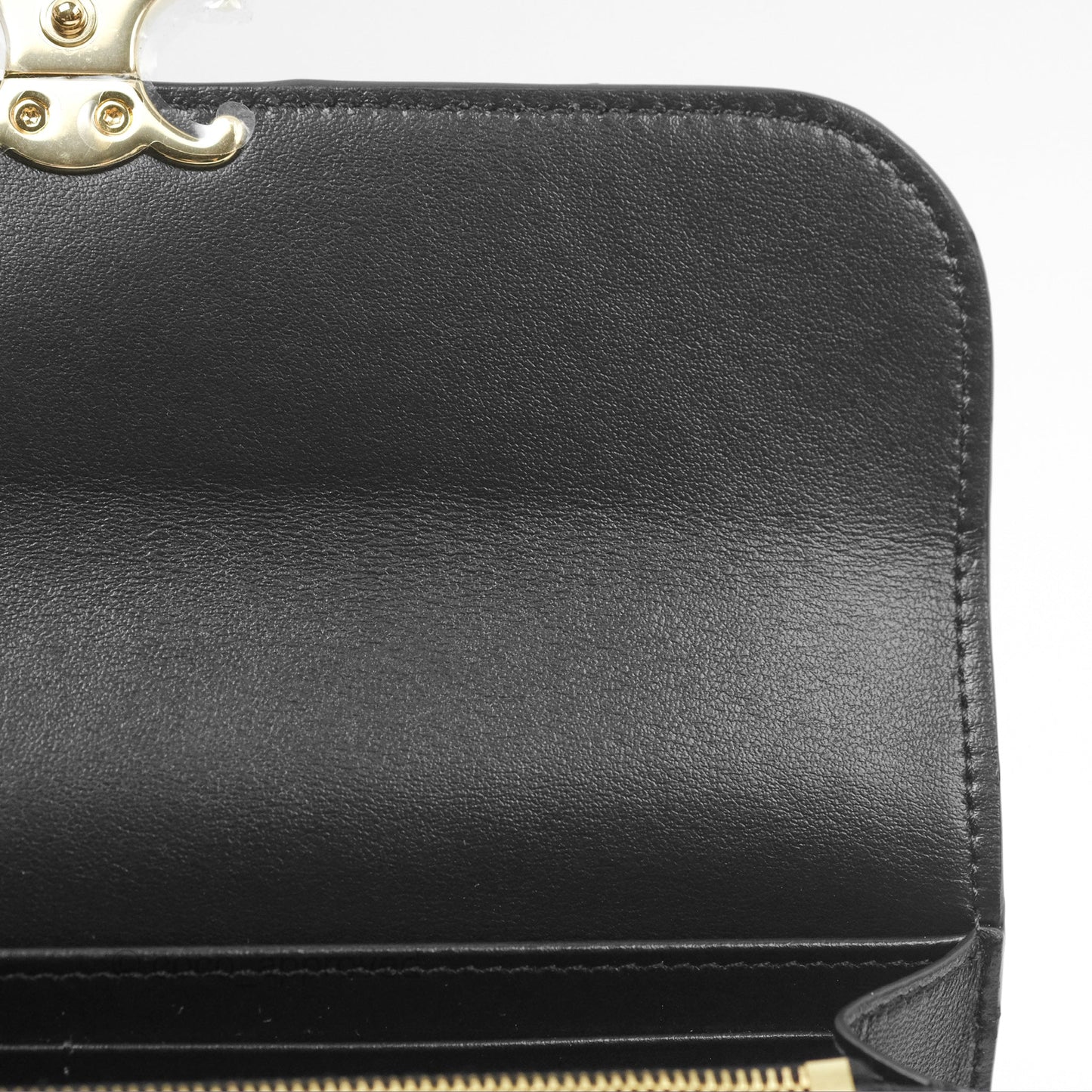 Celine Large Wallet Triomphe in Shiny Calfskin Black Gold Hardware