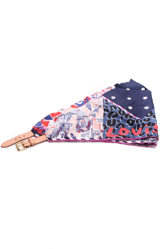 Bleu Lagoon Merveille Scarf with Vachetta Buckle