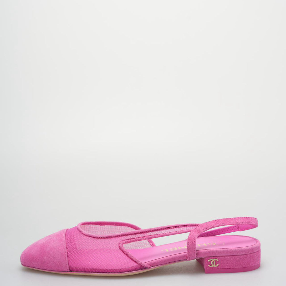 Chanel Slingback Suede  Ballet  Flats in Pink  Size 35.5