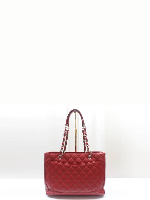 Grand Shopping Red Caviar Silver Shoulder Bag 13th A50995 Chanel