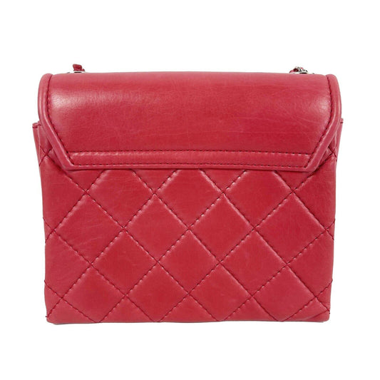 CHANEL - Mini Square Flap Quilted Lambskin Shoulder Crossbody - Pink / Silver