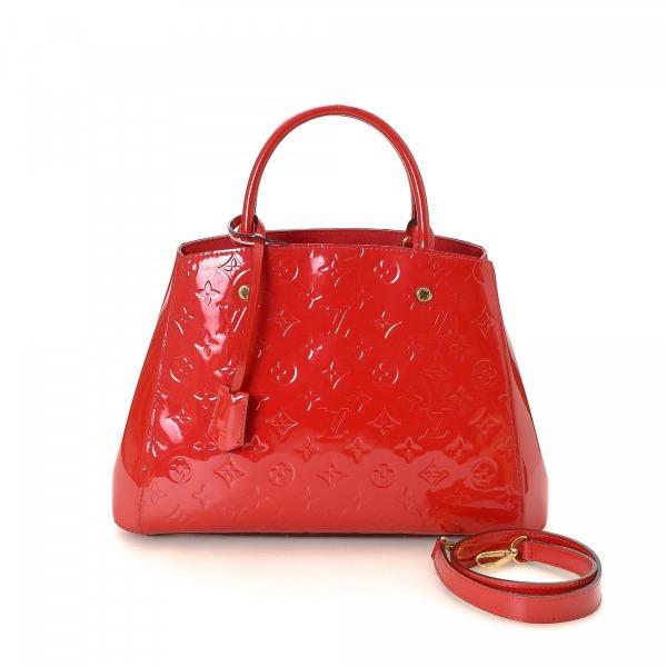 Louis Vuitton Montaigne MM Tote Bag Monogram Vernis Red
