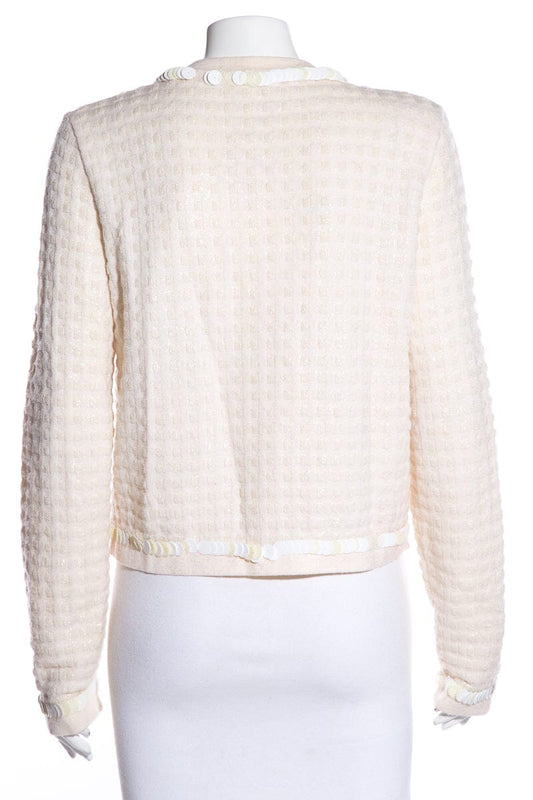 Chanel Cream Sequin Trim Cardigan SZ 42