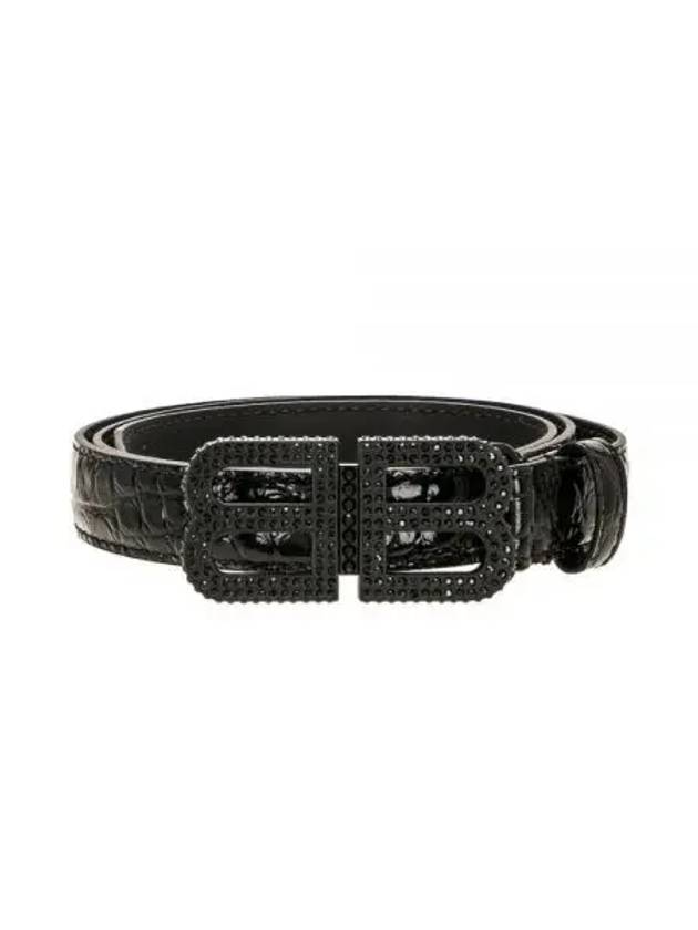 Luxury Balenciaga  BB Hourglass Leather Belt Black