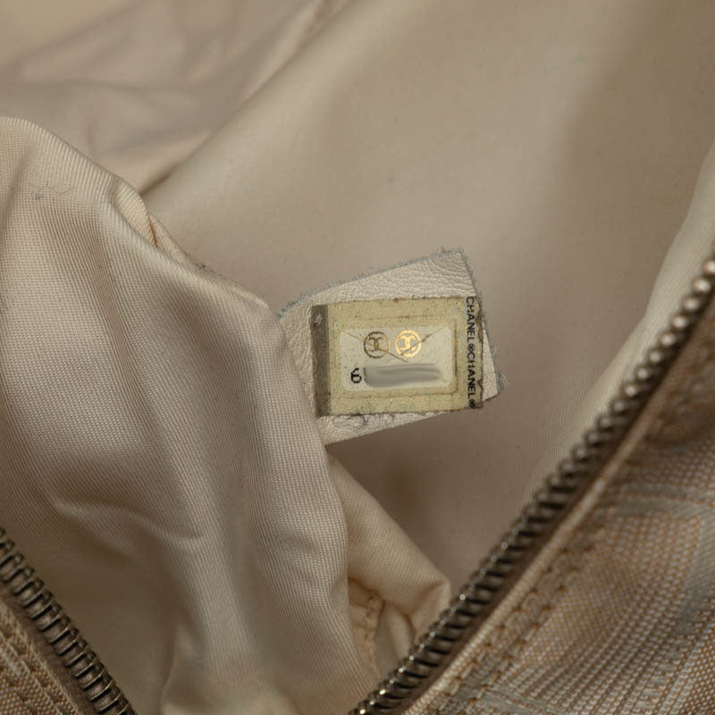 Chanel New Label Line Handbags Boston Bag Ivory Beige Canvas Leather  CHANEL