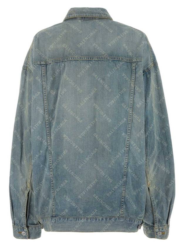 Luxury Balenciaga  Logo Print Denim Jacket Blue