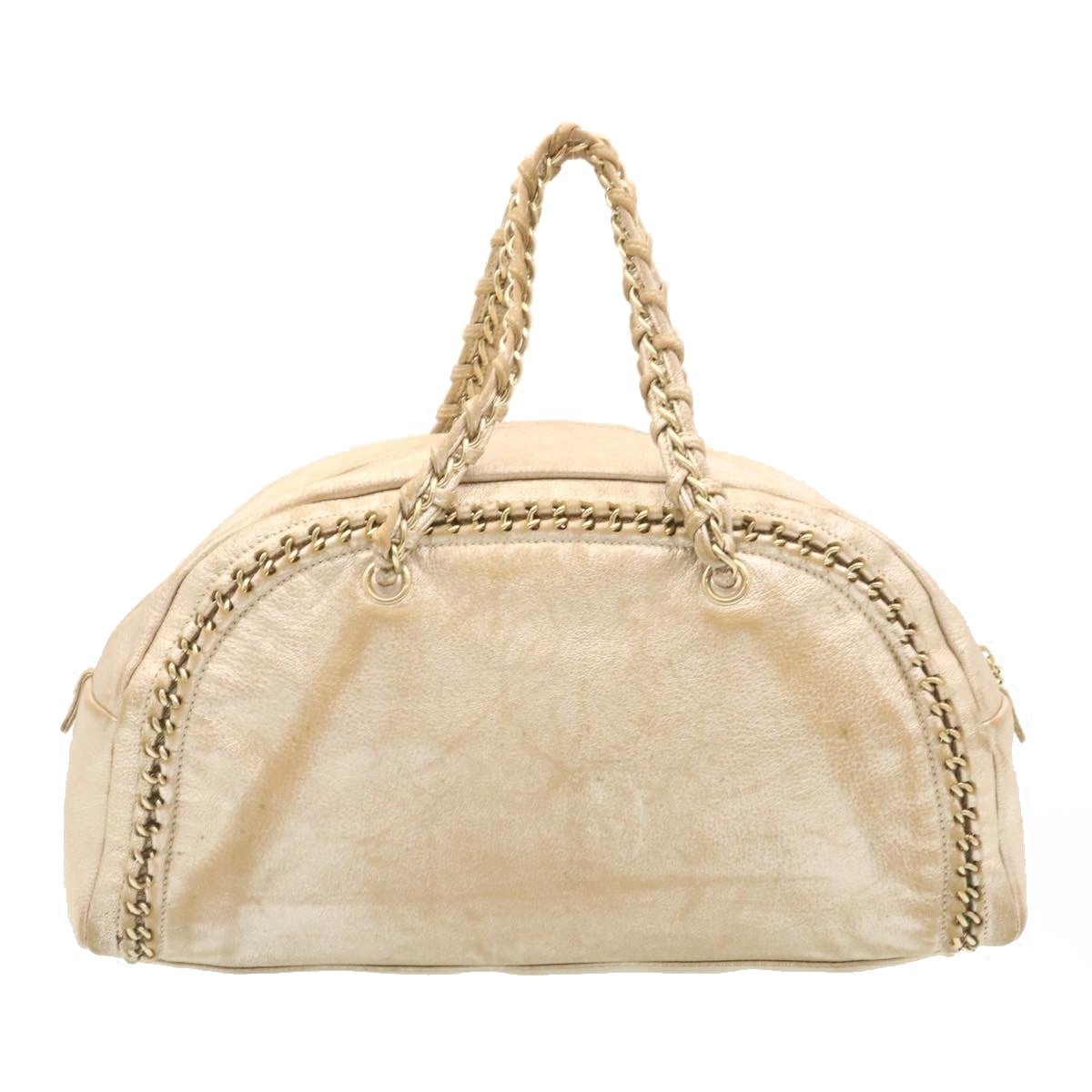 CHANEL Caviar Skin Tote Bag Leather White CC Auth 28380A