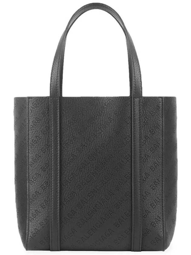 Luxury Balenciaga  Everyday All Over Logo Leather Tote Back Black