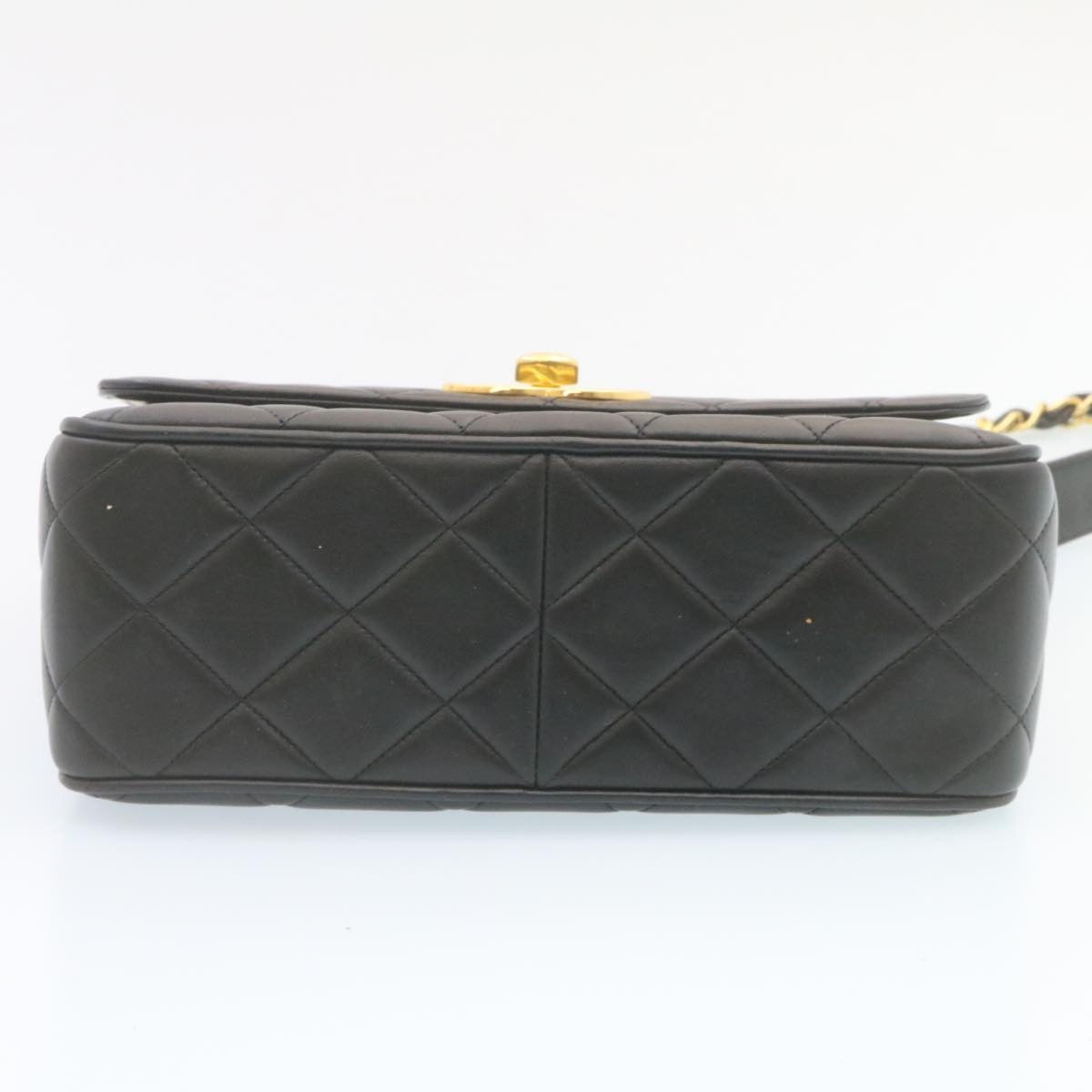 Top Quality Chanel Matelasse Chain New Shoulder Bag Lamb Skin Black Gold CC Auth 28632A