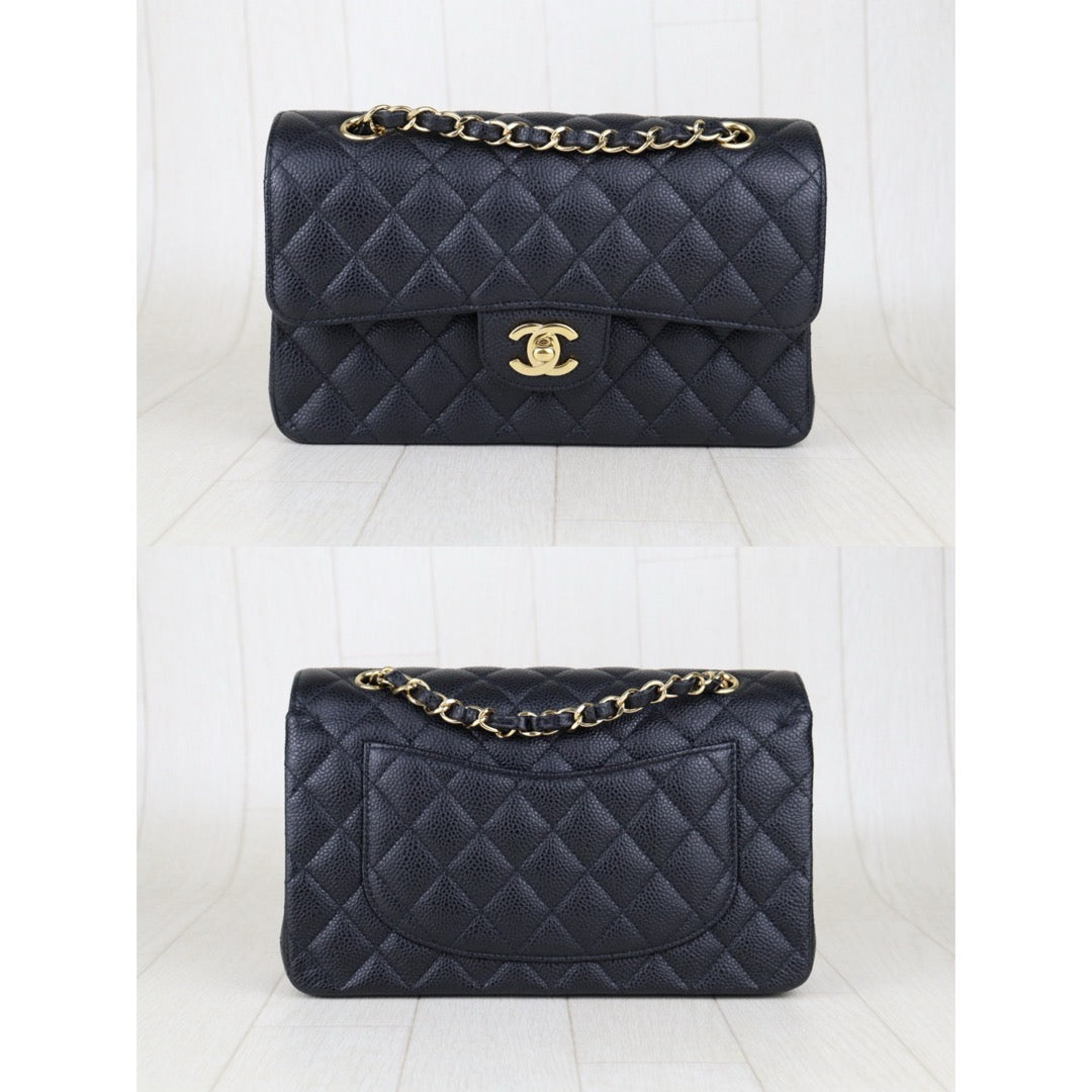 Excellent（Rank SA）｜CHANEL Caviar Skin Matrasse Double Flap 23 Shoulder Bag Black Made In 2019-2020 Year｜S25032102