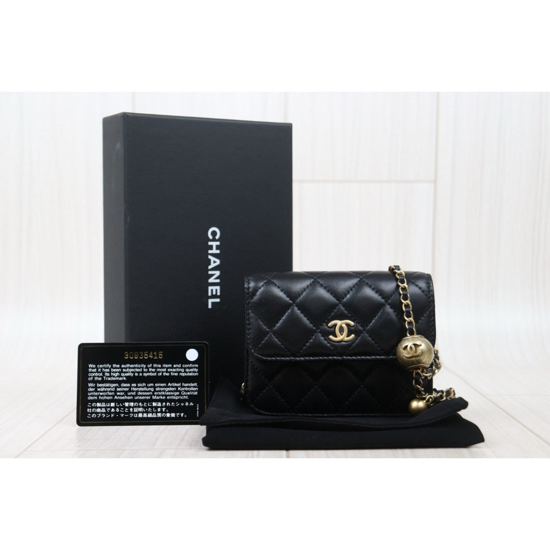 Excellent（Rank SA）｜ CHANEL Lambskin Leather Matrasse Chain mini Bag Made In 2020～2021Year｜H25022411
