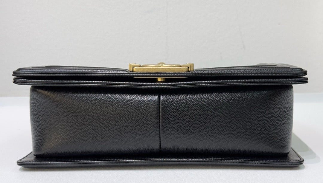 Chanel Medium Caviar Boy Bag Black GHW 27 holo card