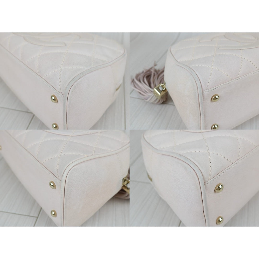 Good ( Rank AB)｜ CHANEL  Caviar Skin Leather Calf Leather Bowling Bag Hand Bag Pink Made In 2004～2005 Year｜B25030111