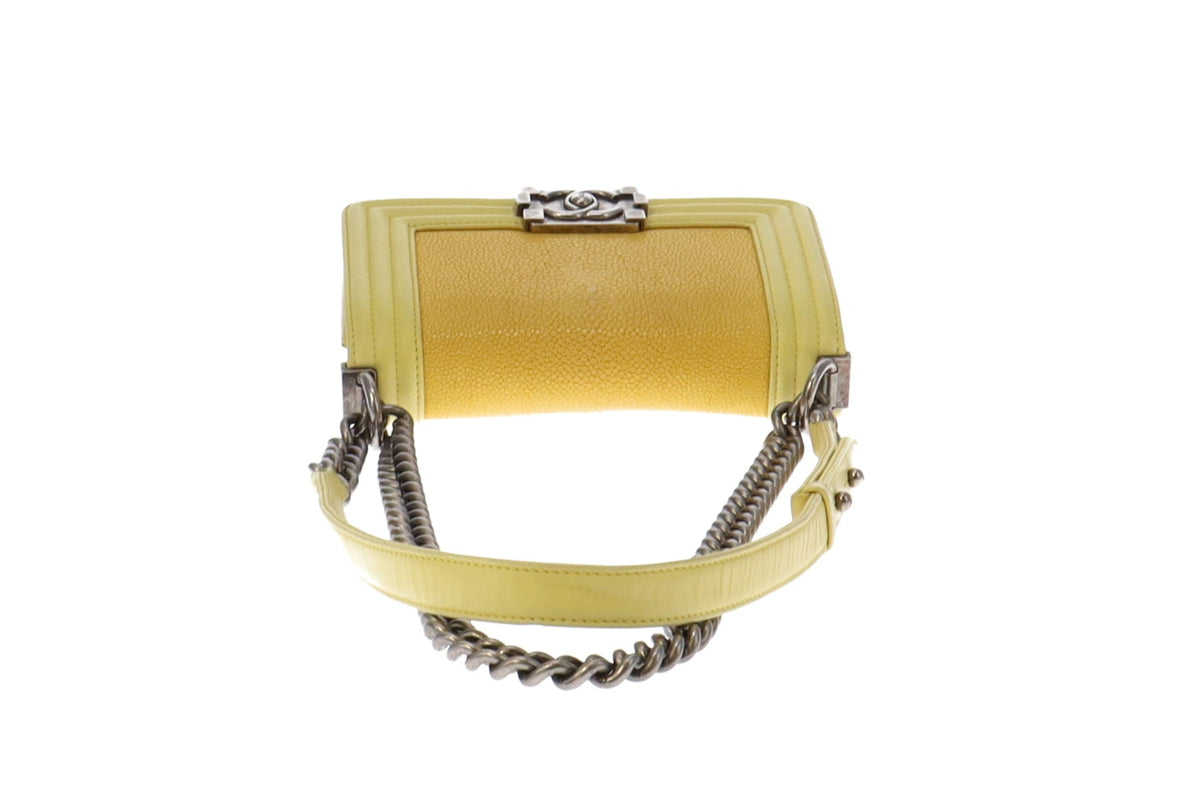 Chanel Yellow Leather and Stingray Small Boy Bag 2012